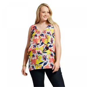 Notations Women's Plus Size Floral V-Neck Layered Tank Top Blouse