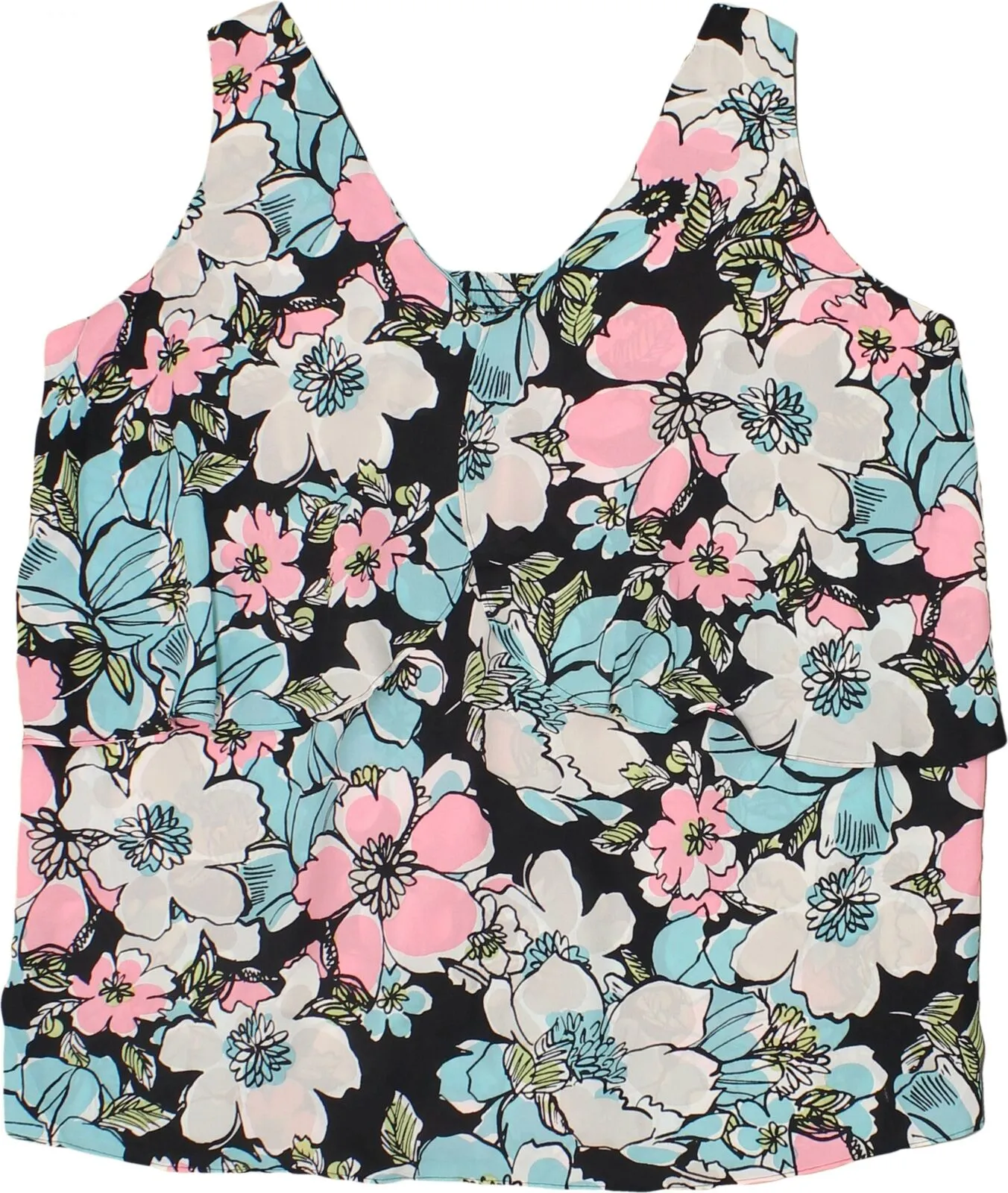 Notations Women's Plus Size Floral V-Neck Layered Tank Top Blouse