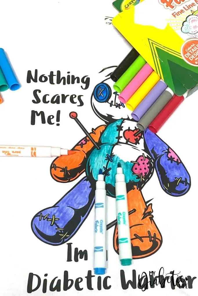 Nothing Scares me, I'm a Diabetic Warrior - Colour Me In (Includes Markers) - Unisex T-Shirts