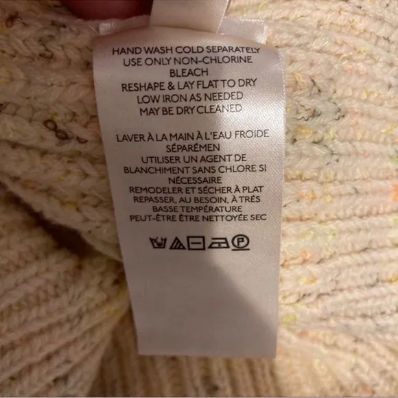 NWOT Free People Leo Tunic Sweater Silver Gleam Combo Beige Oversized XS
