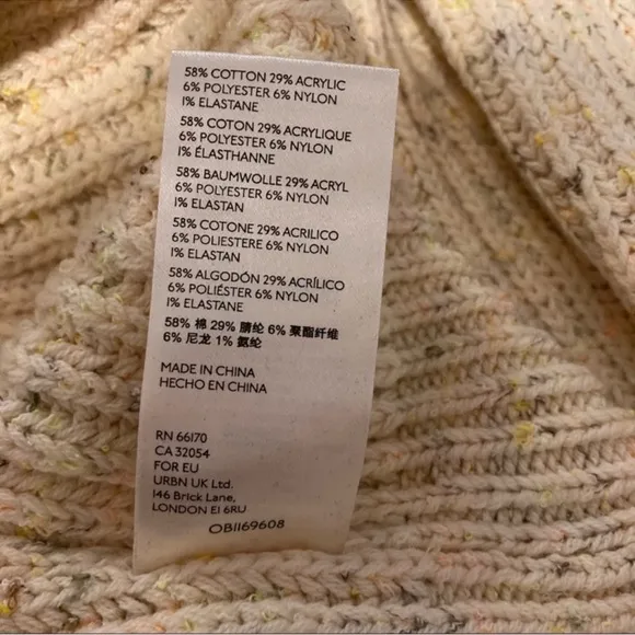 NWOT Free People Leo Tunic Sweater Silver Gleam Combo Beige Oversized XS
