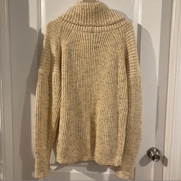 NWOT Free People Leo Tunic Sweater Silver Gleam Combo Beige Oversized XS