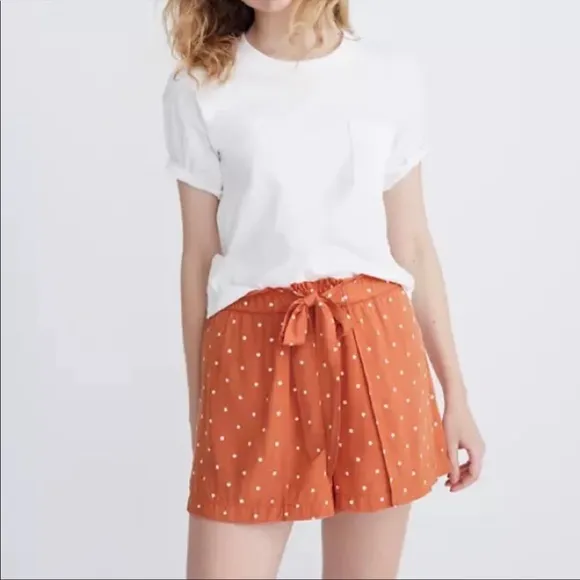NWT Madewell Drapey Pull On Shorts Polka Dot Sz S