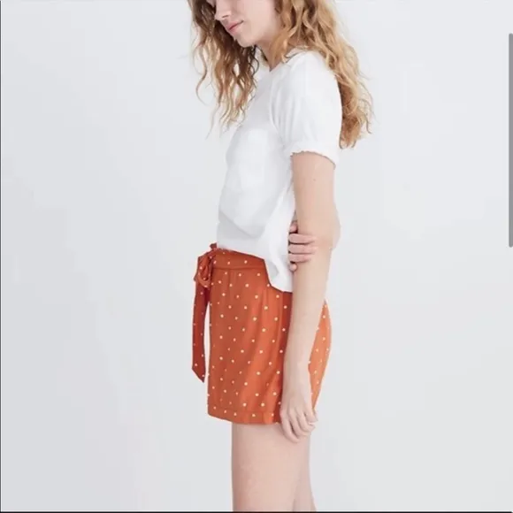 NWT Madewell Drapey Pull On Shorts Polka Dot Sz S