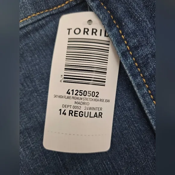NWT Torrid Sky High Flare Premium Stretch High-Rise Jean In Madrid Size 14R
