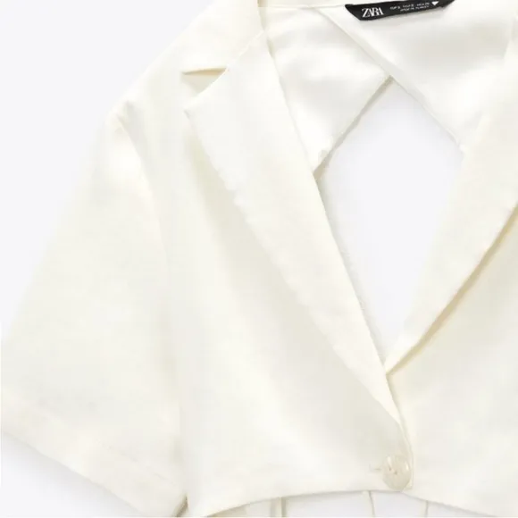 NWT ZARA Oyster Cut Out Linen Blend Dress - XL