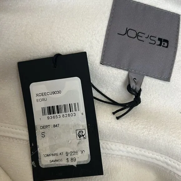 NWT JOE’S Faux Leather Long Sleeve Snap Shirt Jacket Shacket in Ecru size S $228