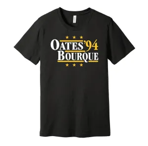 Oates & Bourque '94 - Boston Hockey Legends Political Campaign Parody T-Shirt - Hyper Than Hype Shirts