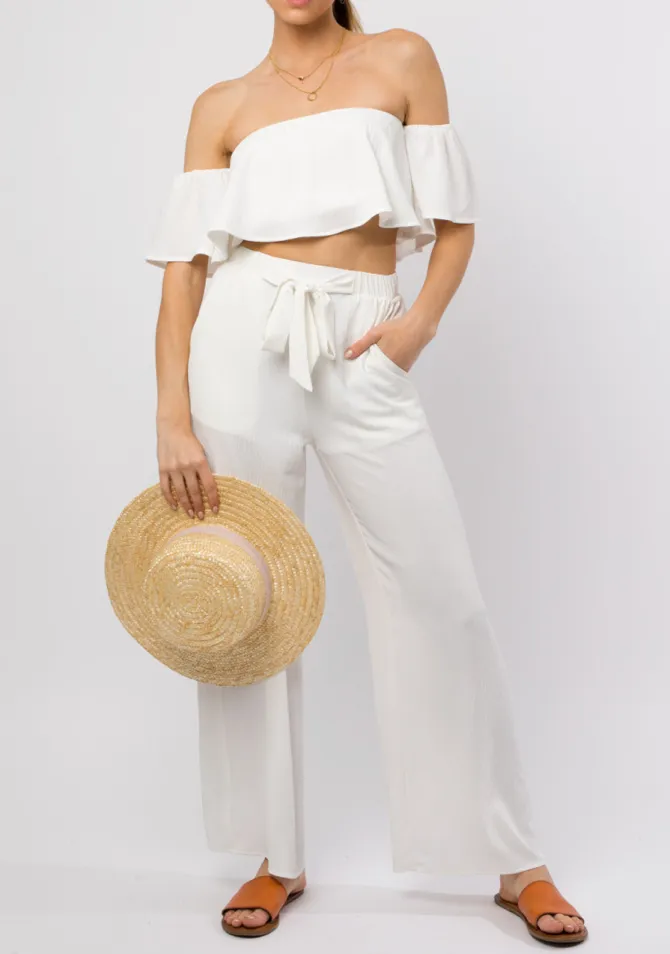 Off Shoulder Ruffle Layered Crop Top