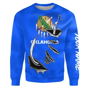 Oklahoma Flag Fishing Fish hook Custom All over print Sweatshirt, patriotic Fishing Shirts - HPW48