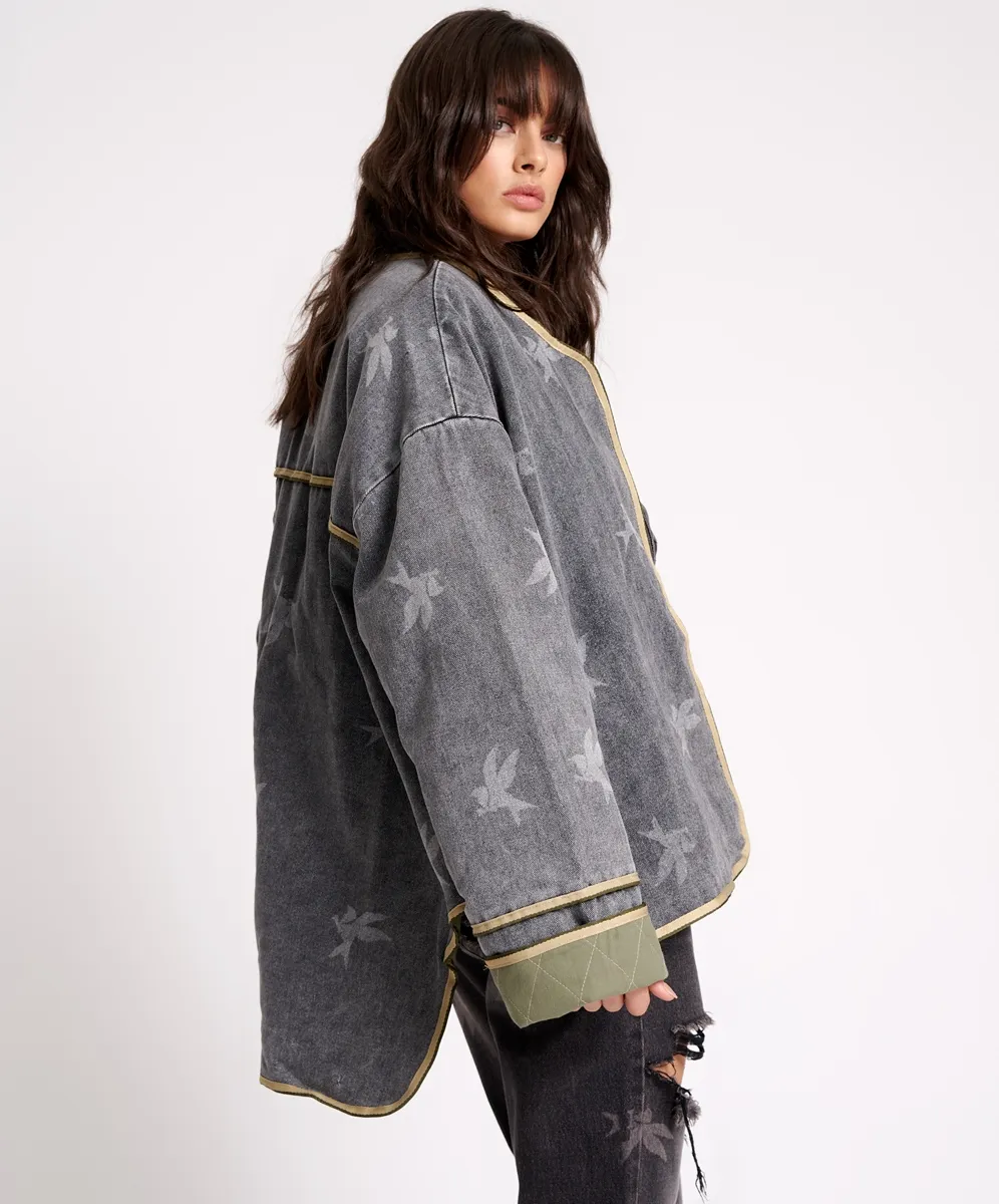 One Teaspoon The Bower Reversible Quilted Denim Jacket - Black