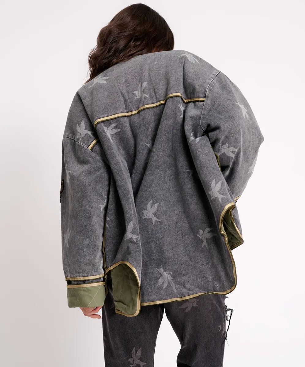 One Teaspoon The Bower Reversible Quilted Denim Jacket - Black
