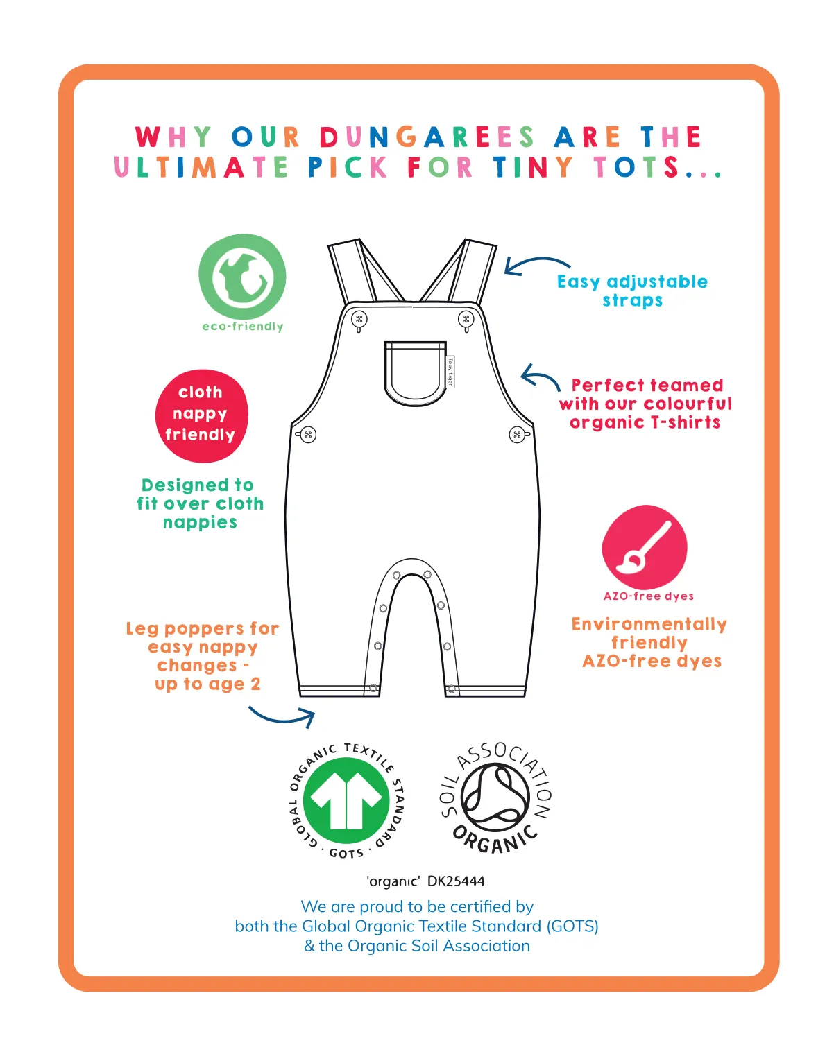 Organic Heart Print Dungarees
