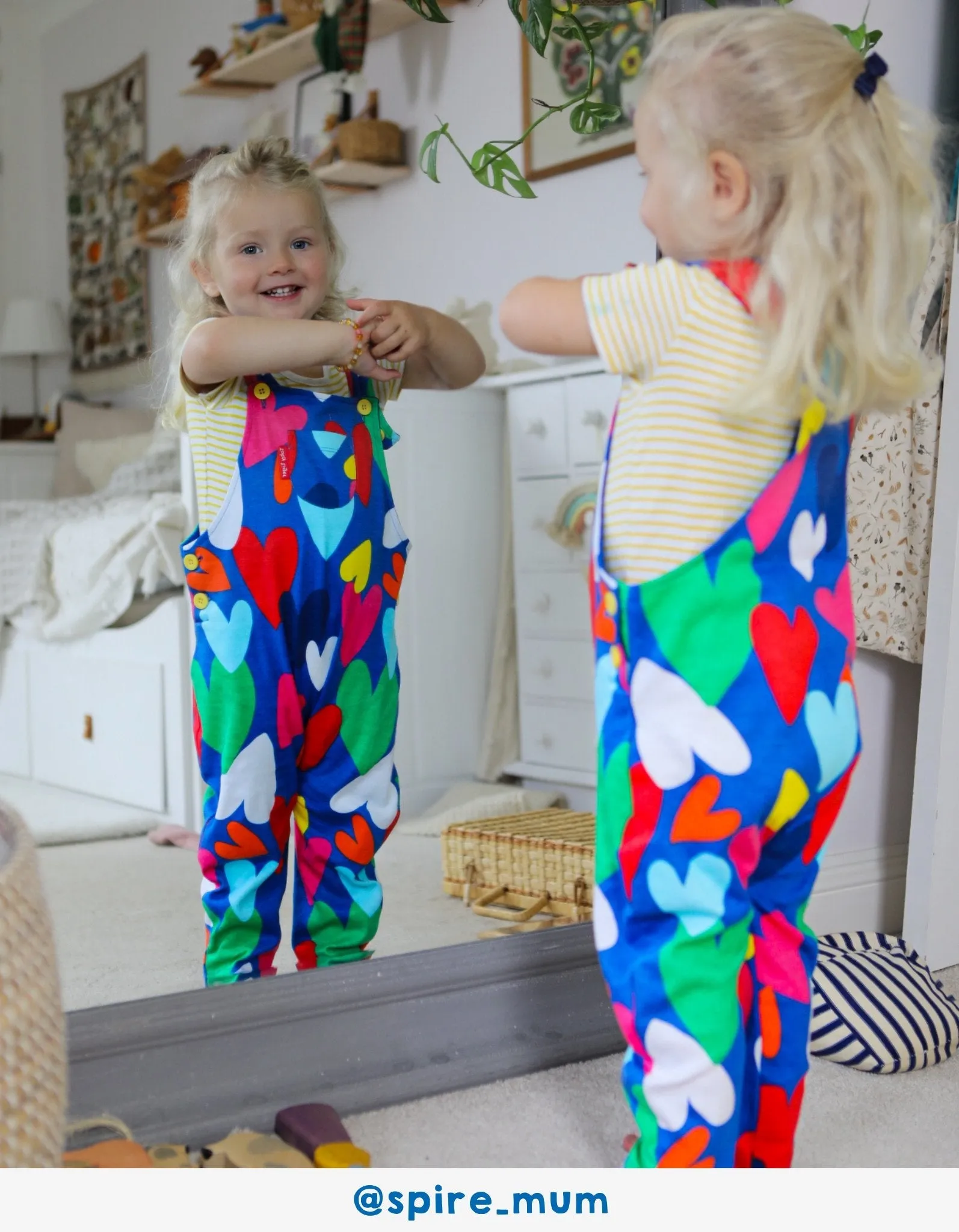 Organic Heart Print Dungarees