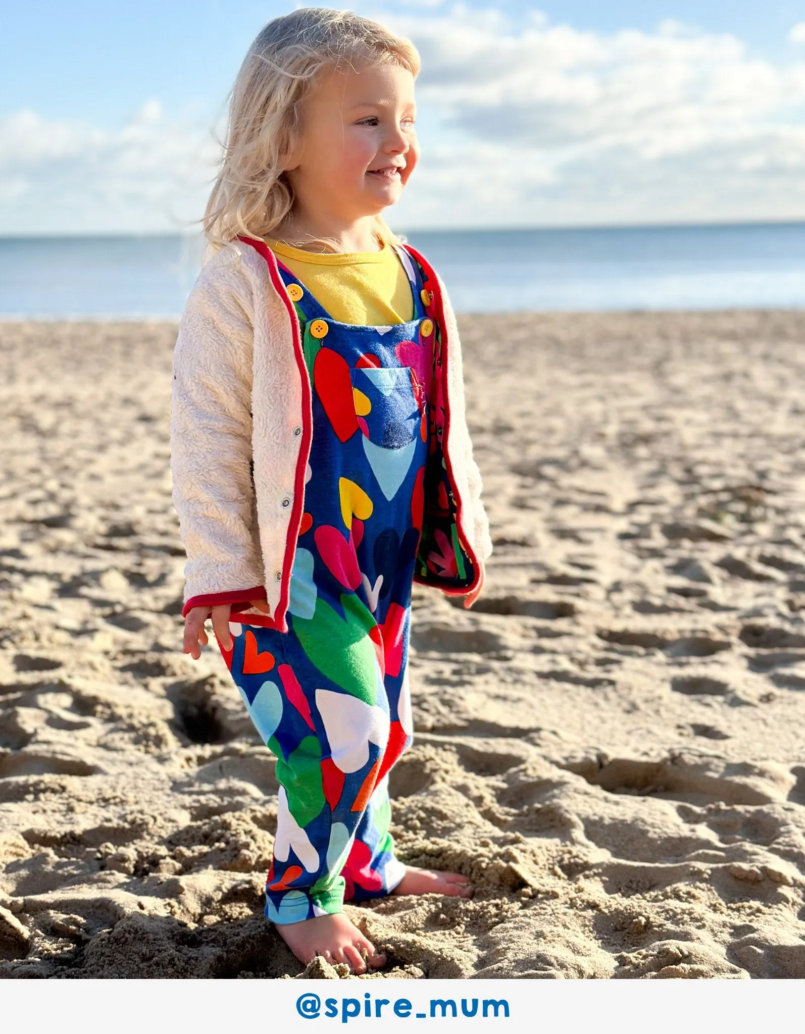 Organic Heart Print Dungarees