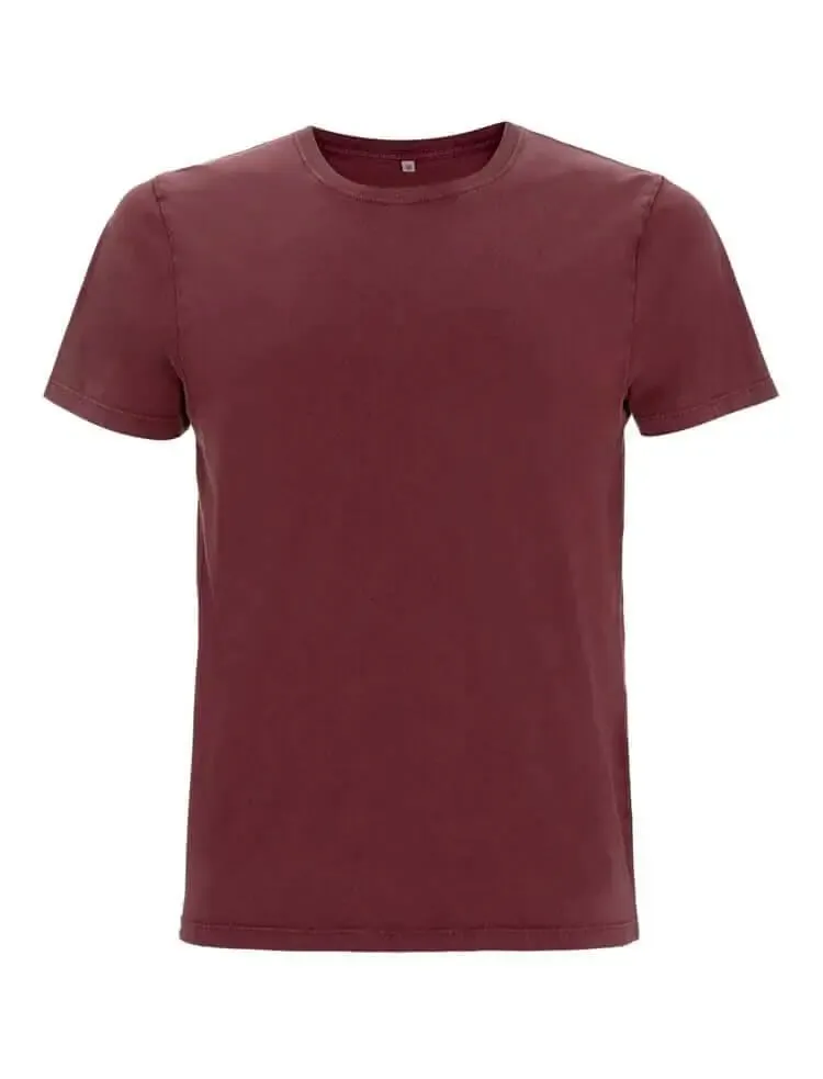 Organic Jersey T-Shirt Stone Washed Burgundy by Earth Positive