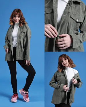 Oversized Green Velvet Jacket