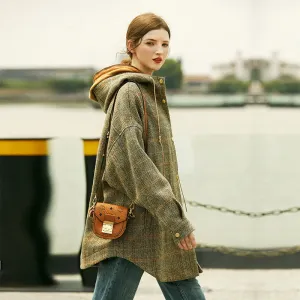 Oversized Plaid Hooded Coat
