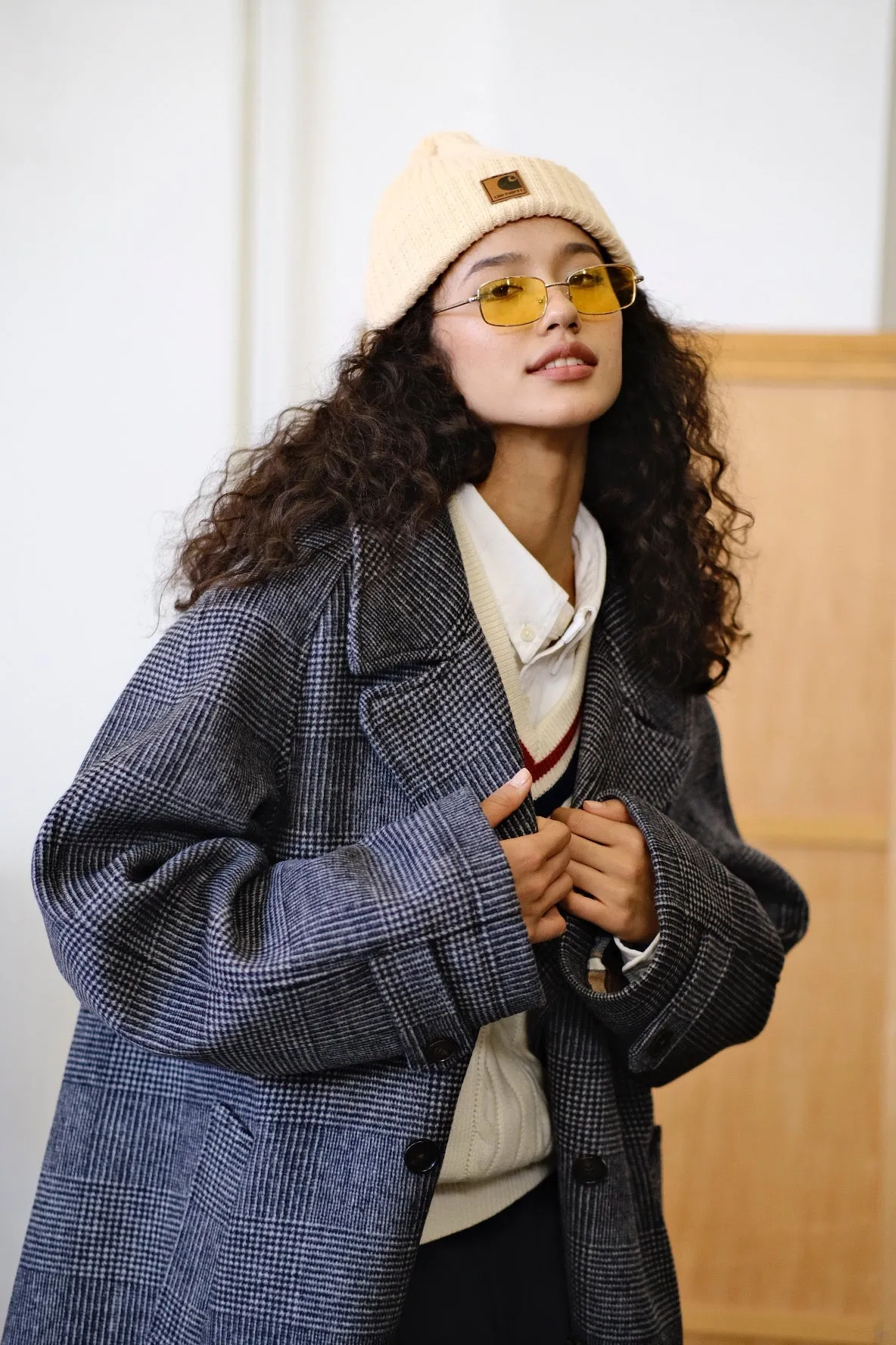 Oversized Plaid Trench Coat