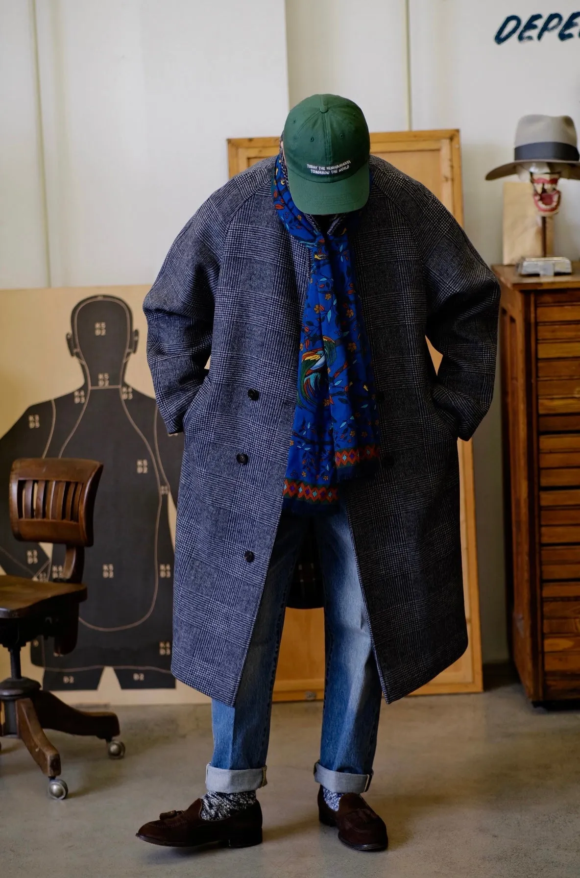 Oversized Plaid Trench Coat