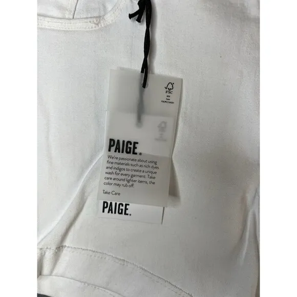 Paige Jimmy Jimmy Shorts Raw Hem Cuff White Jean Cotton Blend Stretch Women 32