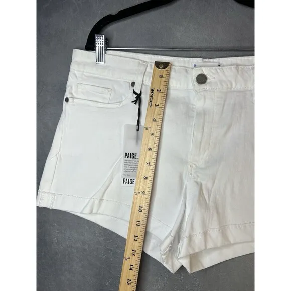 Paige Jimmy Jimmy Shorts Raw Hem Cuff White Jean Cotton Blend Stretch Women 32