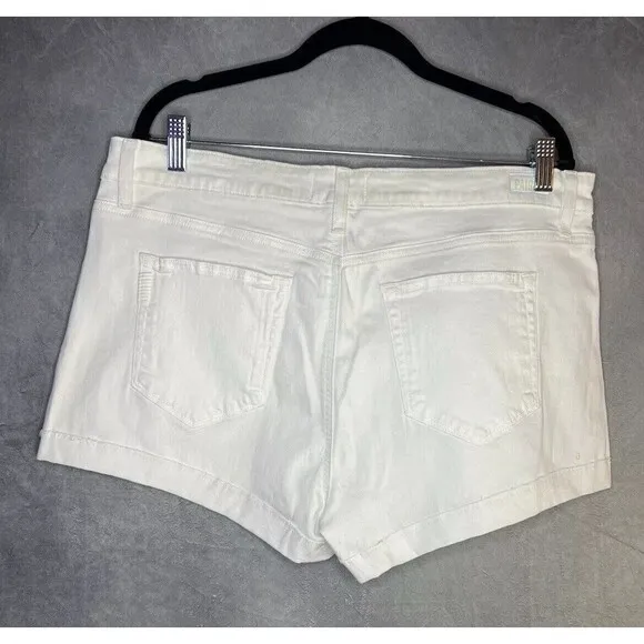 Paige Jimmy Jimmy Shorts Raw Hem Cuff White Jean Cotton Blend Stretch Women 32