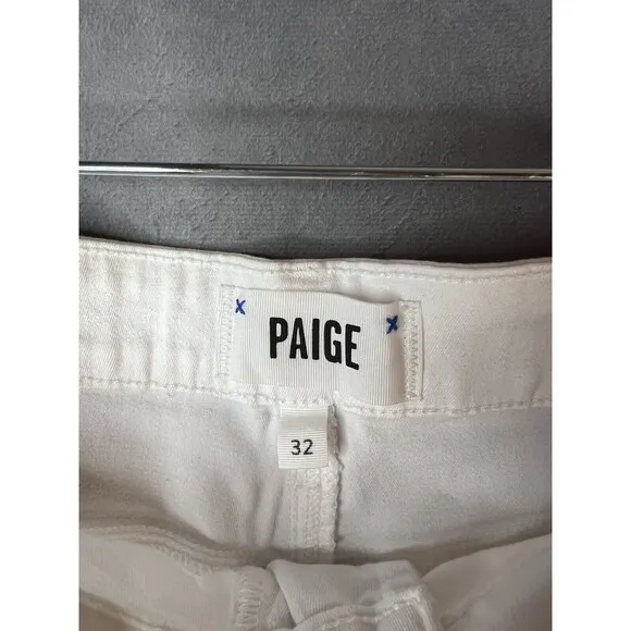 Paige Jimmy Jimmy Shorts Raw Hem Cuff White Jean Cotton Blend Stretch Women 32