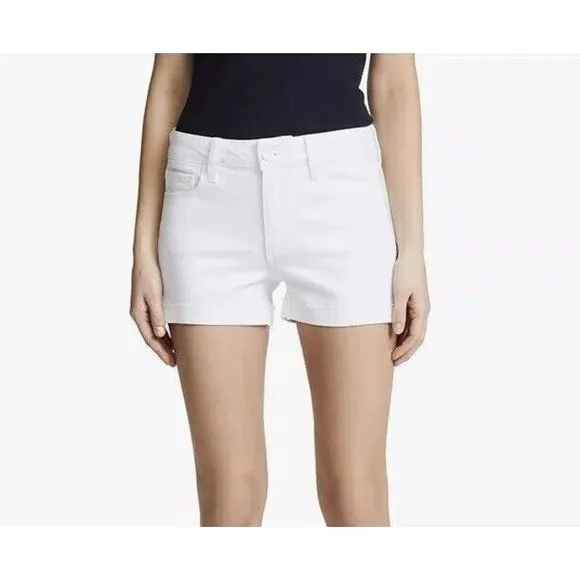 Paige Jimmy Jimmy Shorts Raw Hem Cuff White Jean Cotton Blend Stretch Women 32