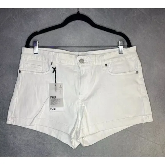 Paige Jimmy Jimmy Shorts Raw Hem Cuff White Jean Cotton Blend Stretch Women 32