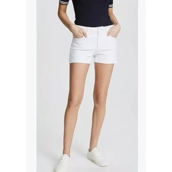 Paige Jimmy Jimmy Shorts Raw Hem Cuff White Jean Cotton Blend Stretch Women 32