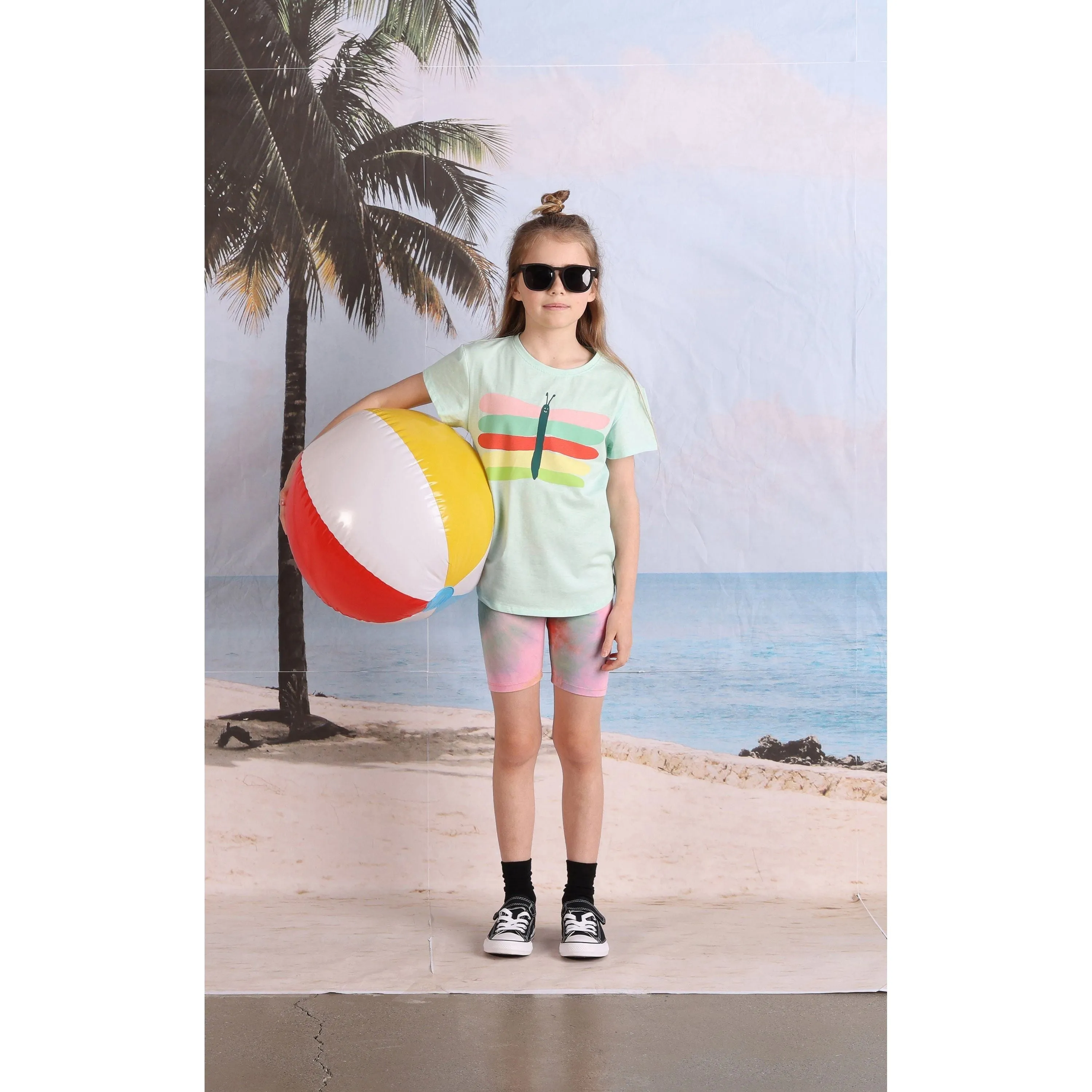 Pastel Butterfly Tee- Mint Marle