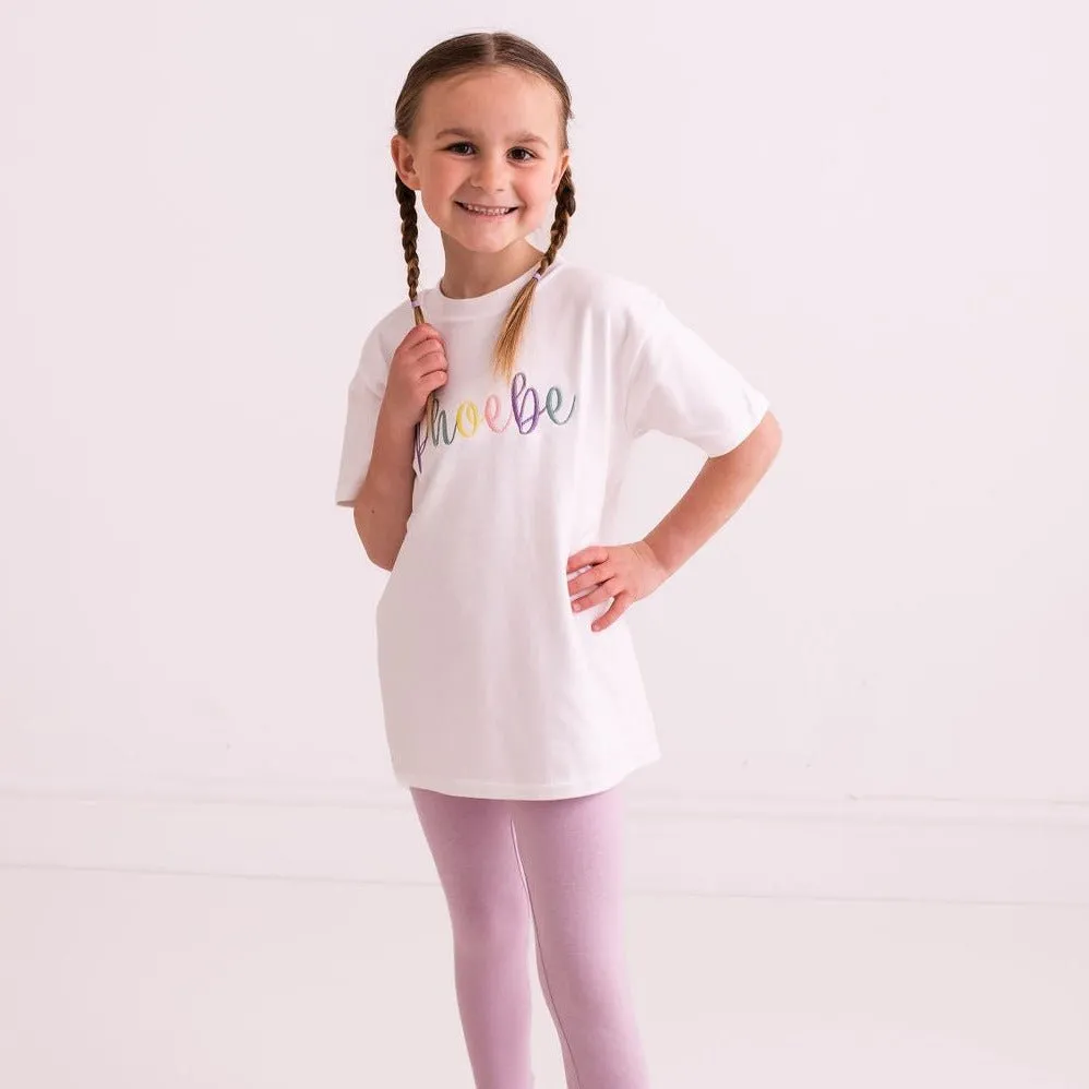 Pastel Script Embroidered Tshirt