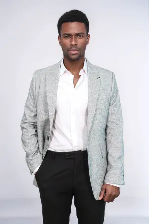 Patterned Slim Fit Grey Men Blazer - Wessi
