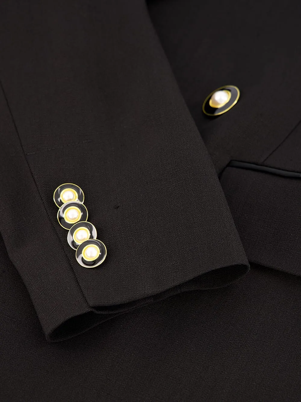 Peak-Lapels Double-Breasted Black Blazer