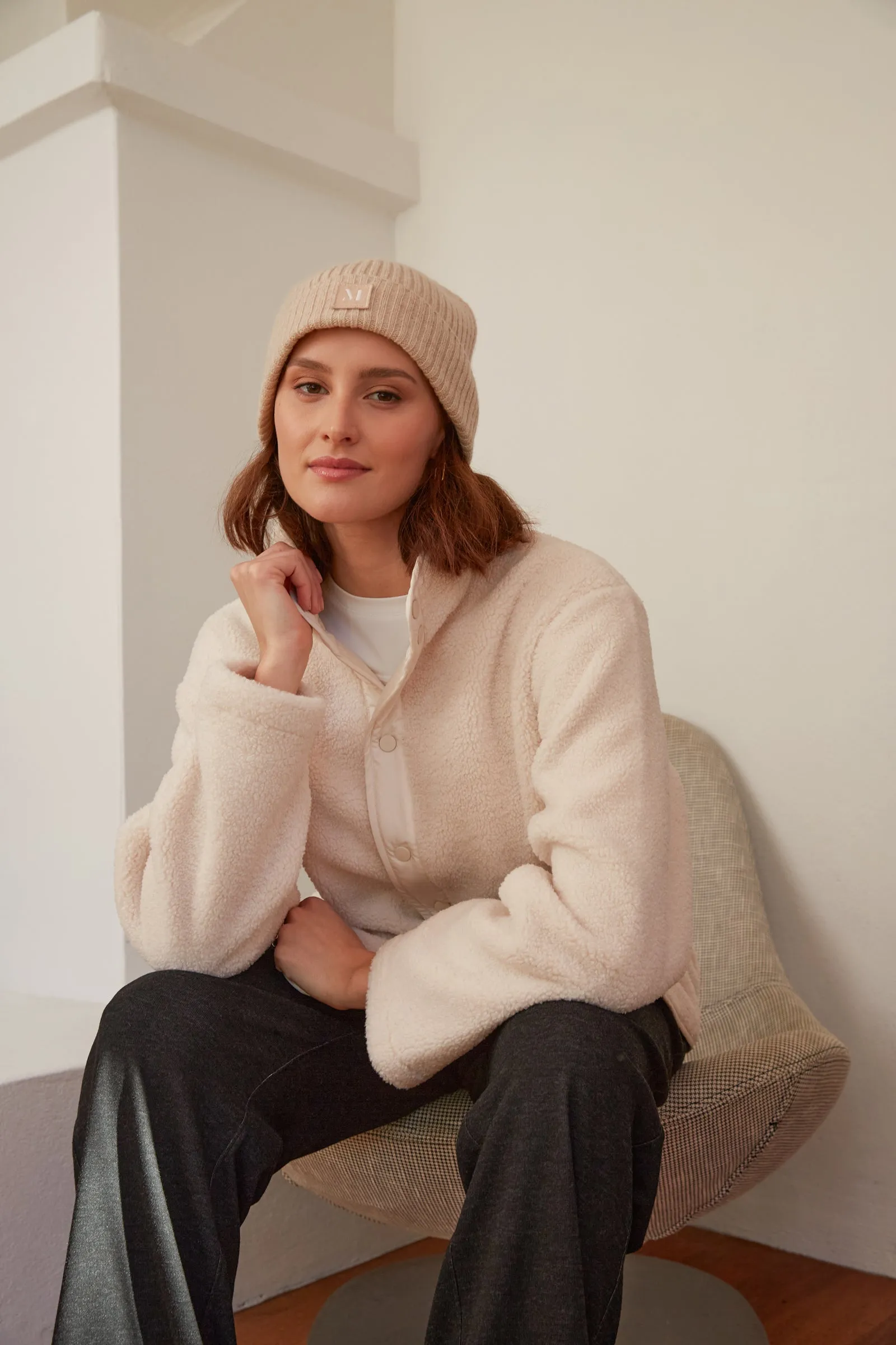 Peak Teddy Fleece Jacket - Ivory