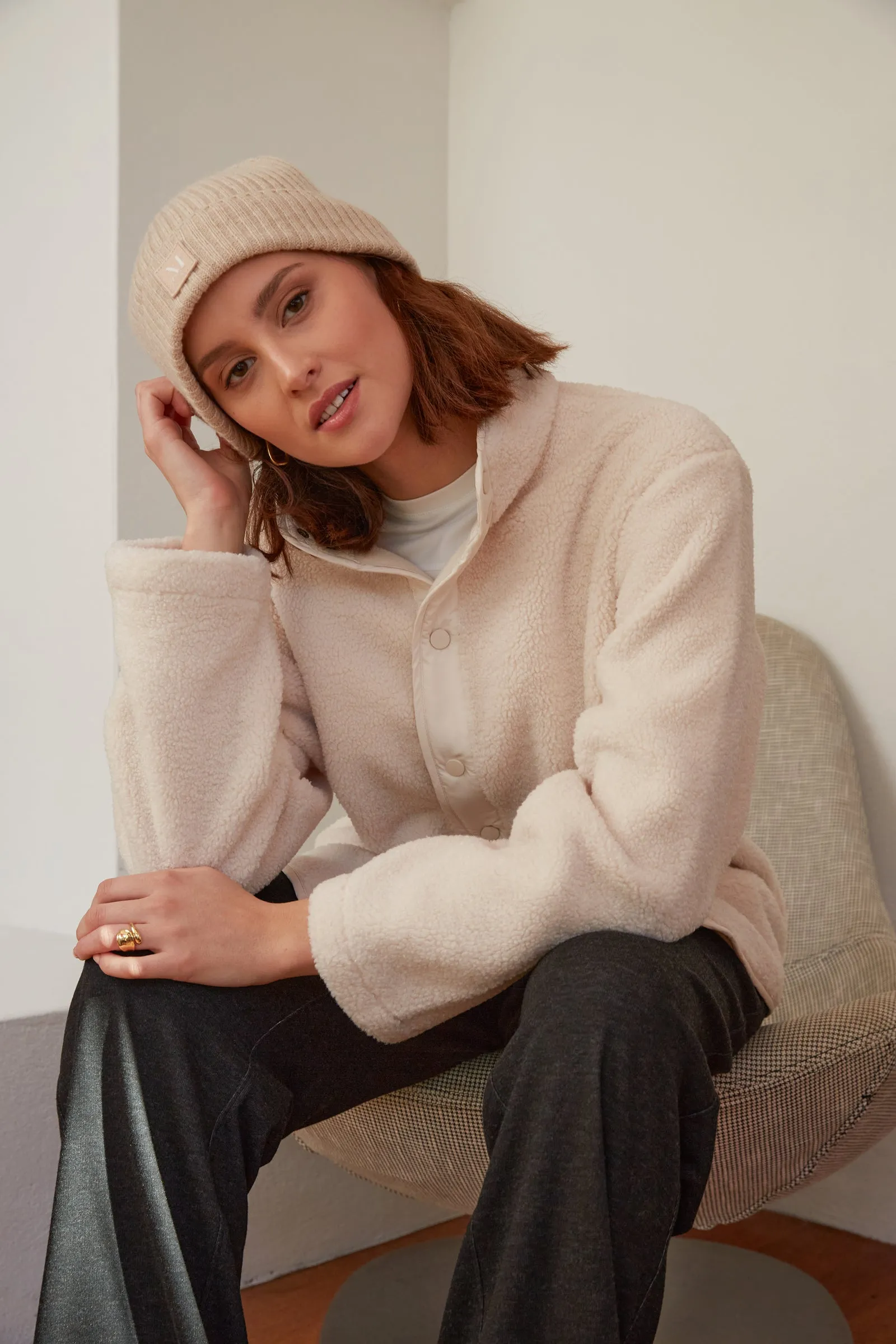 Peak Teddy Fleece Jacket - Ivory