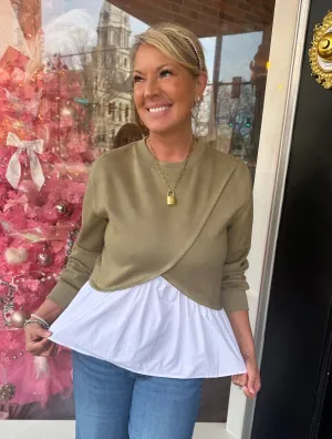 Peplum with Poplin Contrast