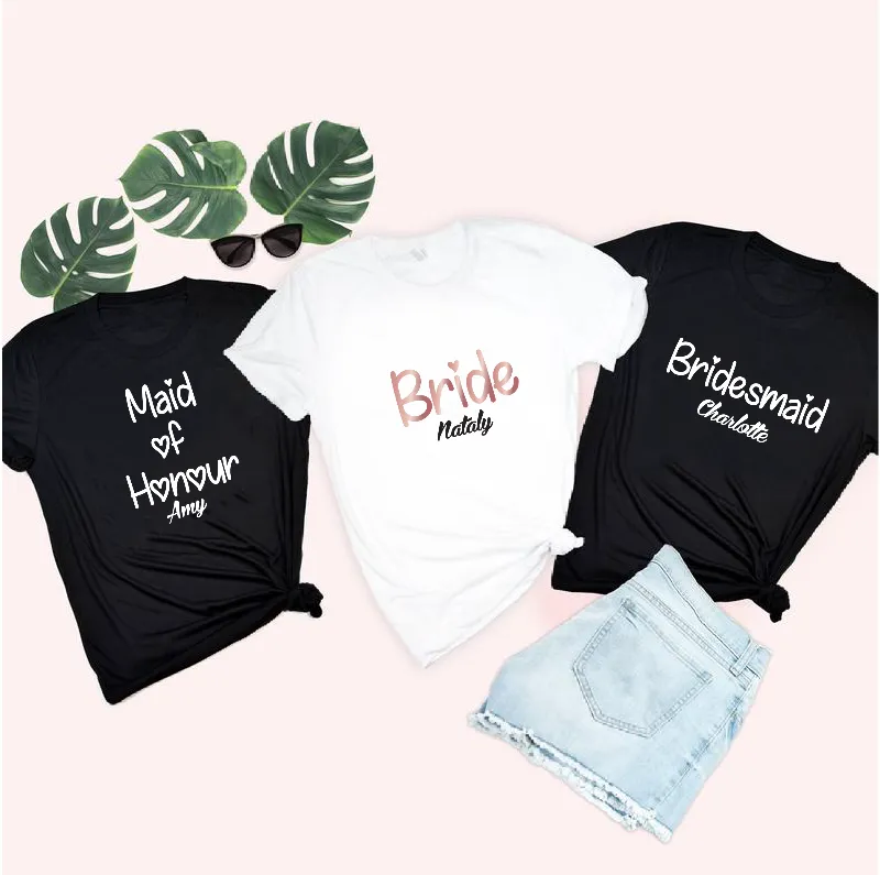 Personalised Bride, Bridesmaids, Mother of the Bride/Groom T-shirts