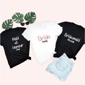 Personalised Bride, Bridesmaids, Mother of the Bride/Groom T-shirts