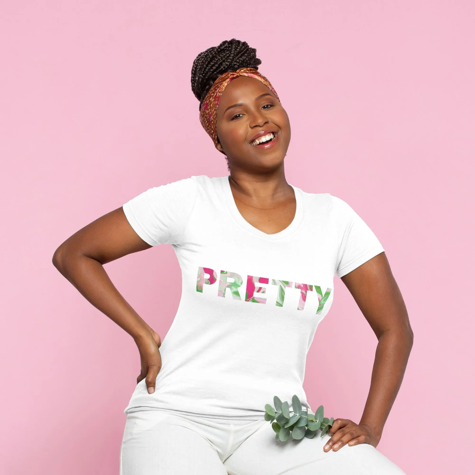 PNK Watercolor Pink & Green Pretty T-shirt