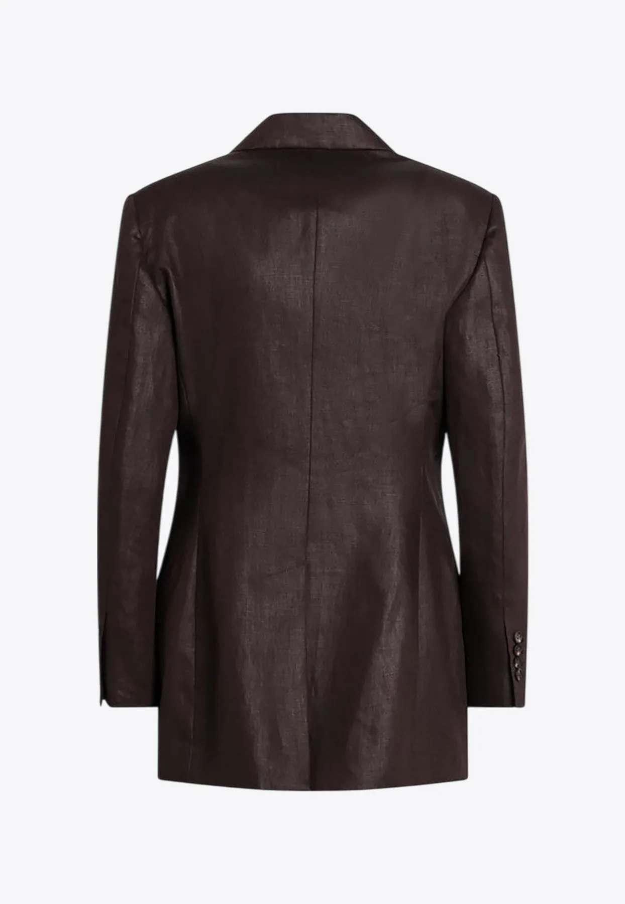Polished Linen Twill Double-Breasted Blazer