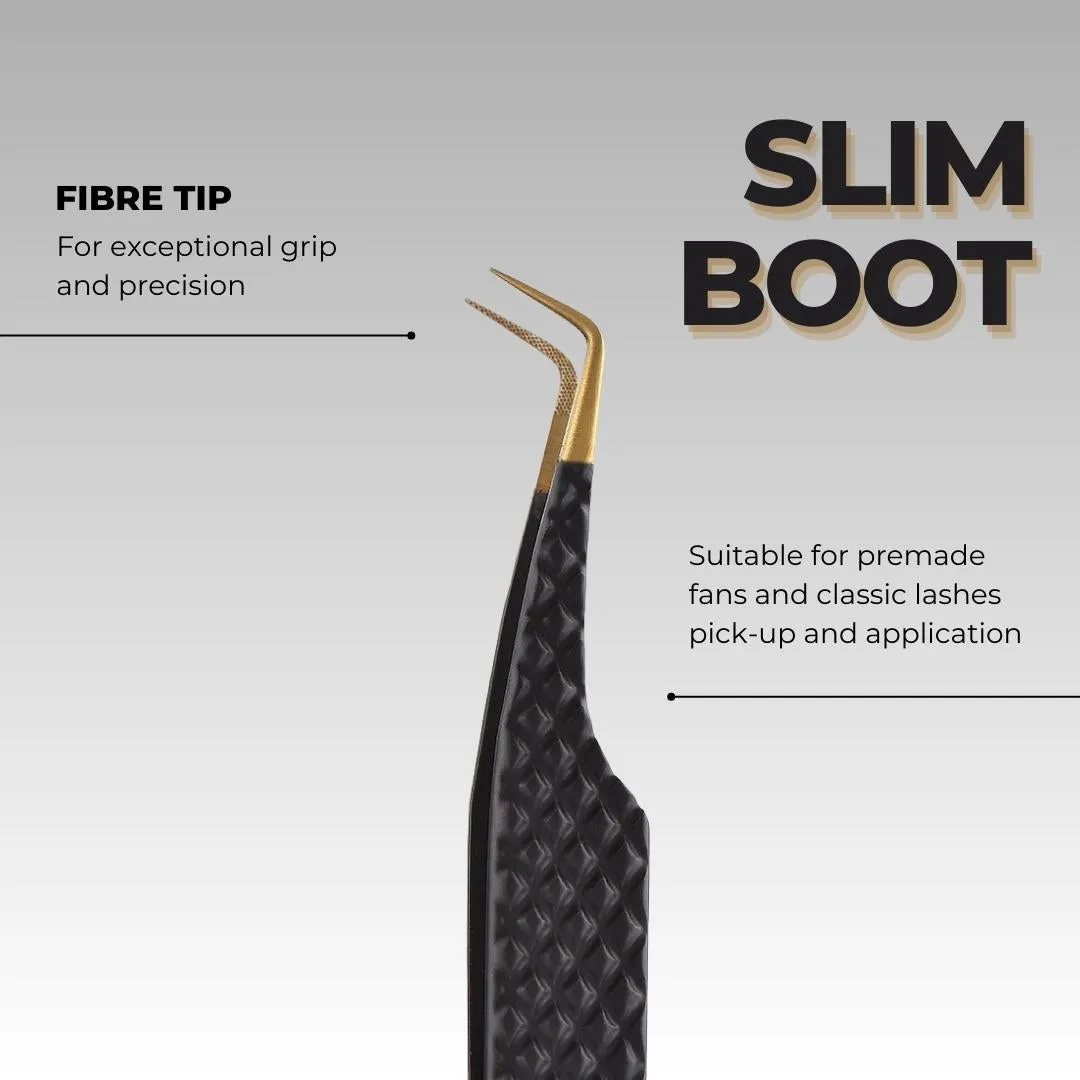 Premium Black Volume Lash Tweezers – Slim Boot