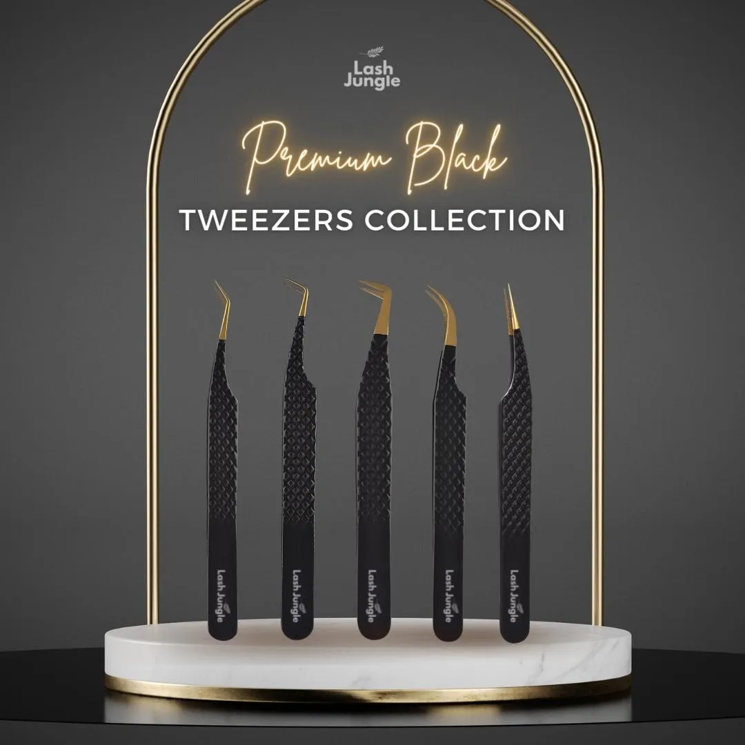 Premium Black Volume Lash Tweezers – Slim Boot