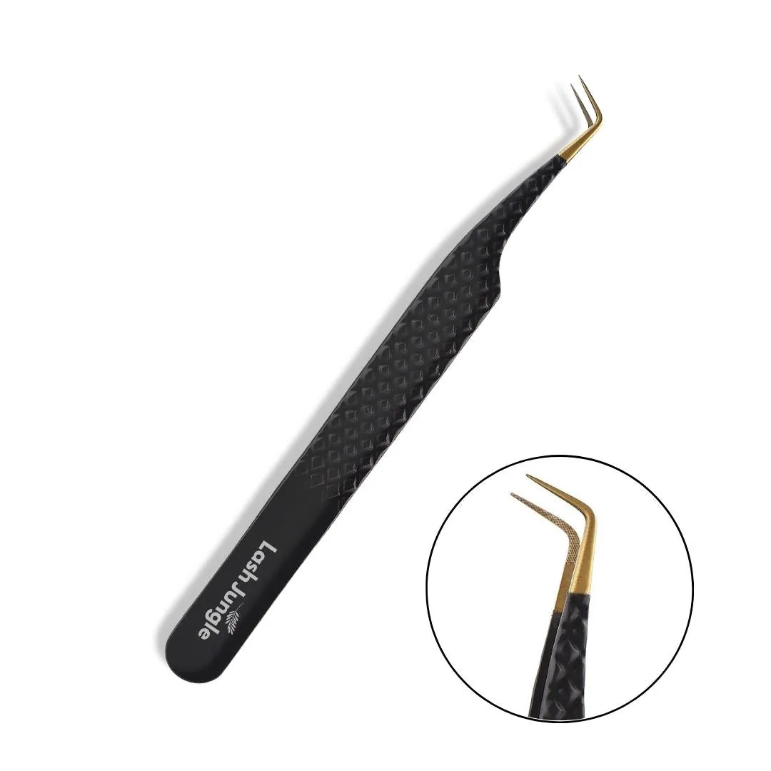 Premium Black Volume Lash Tweezers – Slim Boot