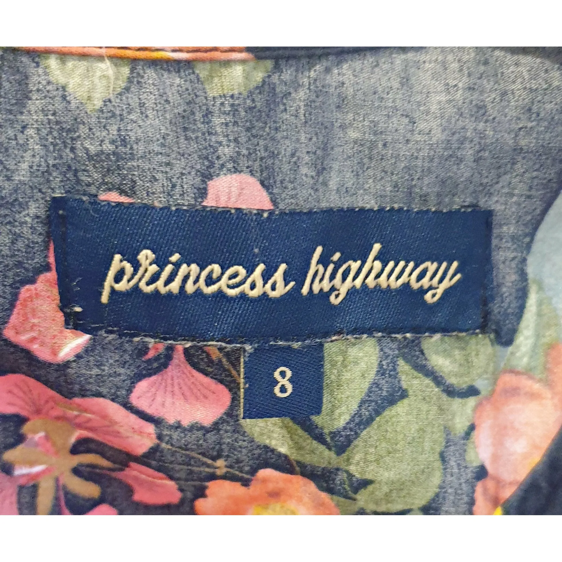 Princess Highway navy print sleeveless tank top size 8
