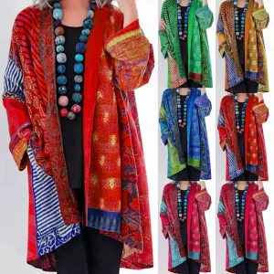 Printed vintage ladies colourful spring cardigan - Cozy and warm for winter - Cozy and warm for winter