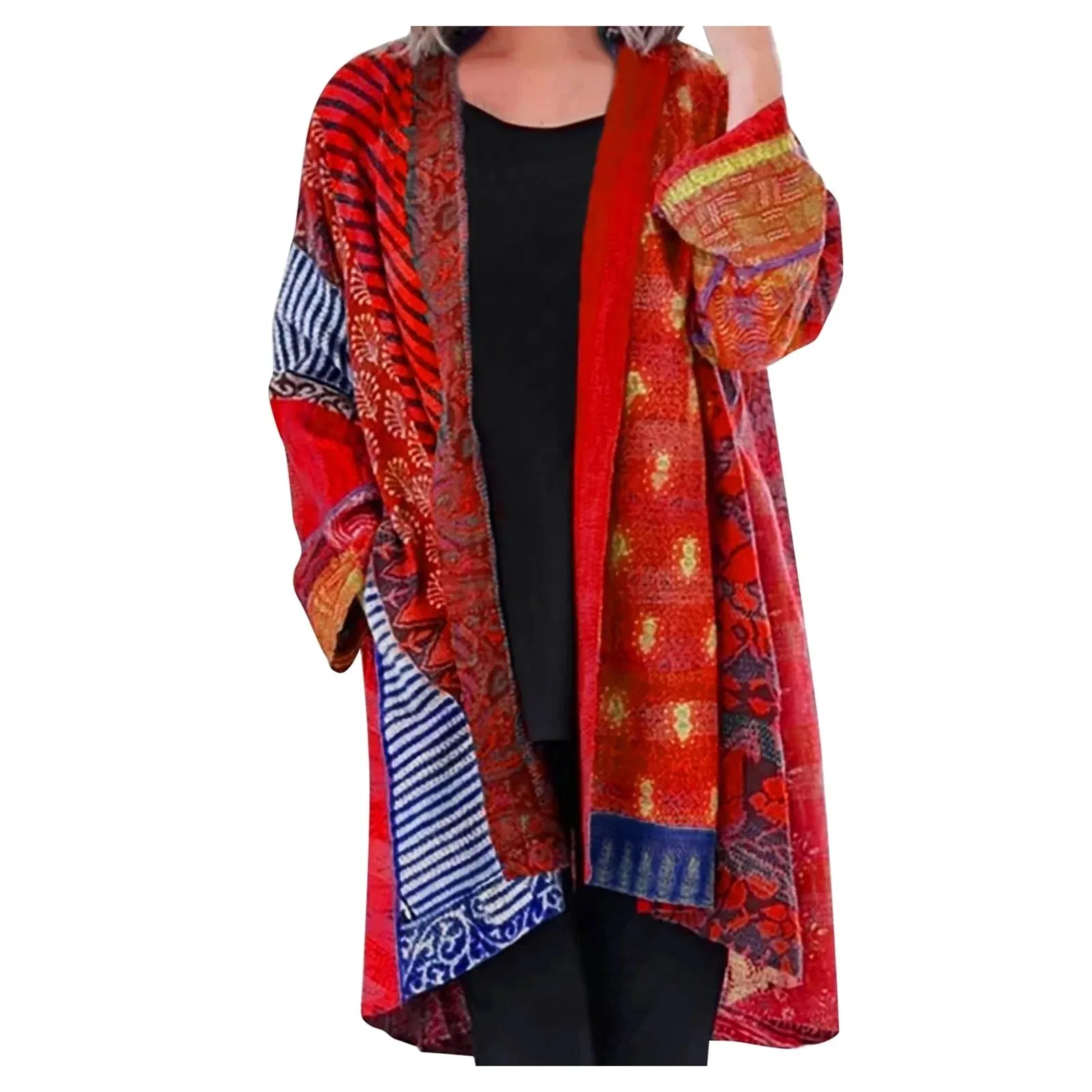Printed vintage ladies colourful spring cardigan - Cozy and warm for winter - Cozy and warm for winter