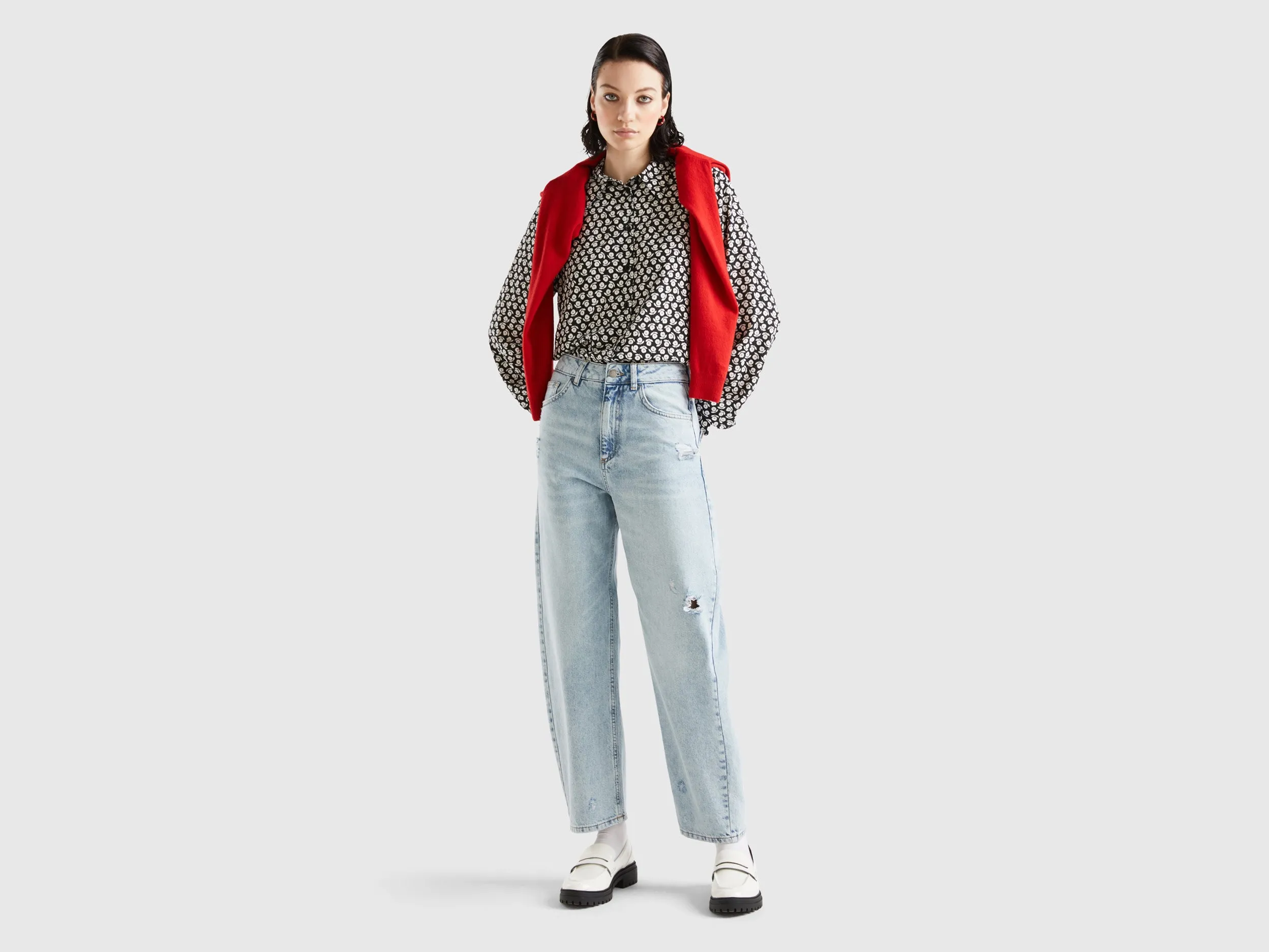 Printed Wide Leg Jeans