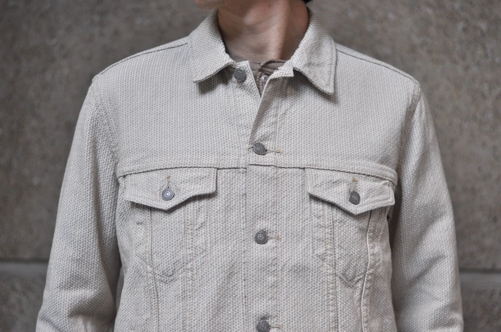 Pure Blue Japan 12.5oz "Double-Warps" Sashiko Type 3 Jacket (Ivory X Beige)